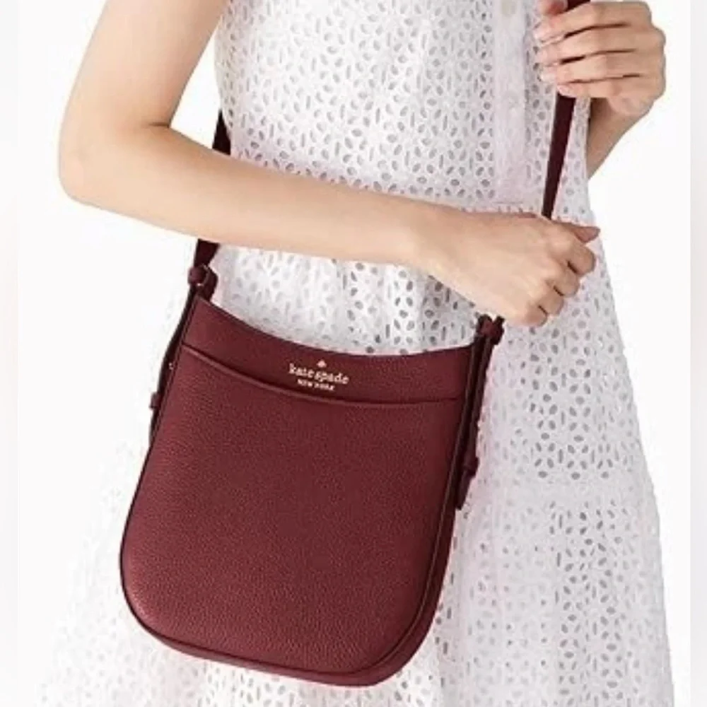 Kate Spade Leila Leather North Topzip Crossbody Blackberry Bag MSRP $329